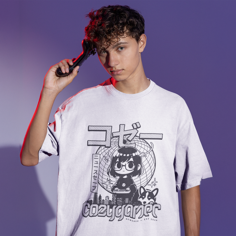 Cozy Gamer Anime Oversized T-Shirt