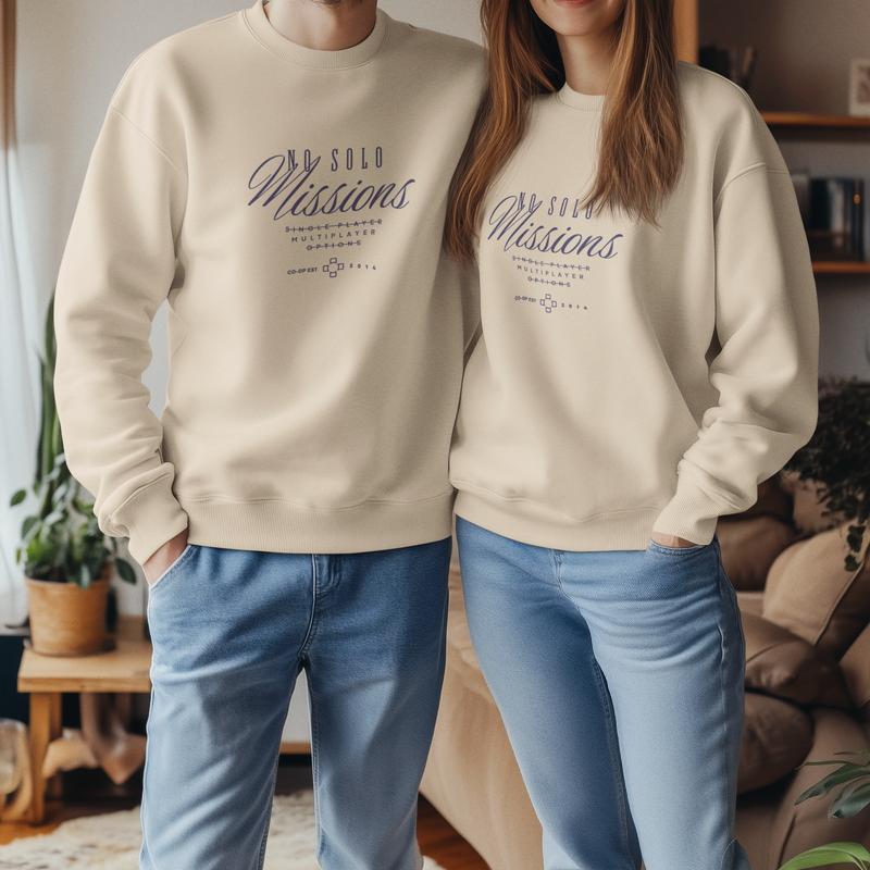 Custom Cozy Gaming Sweatshirt - No Solo Missions