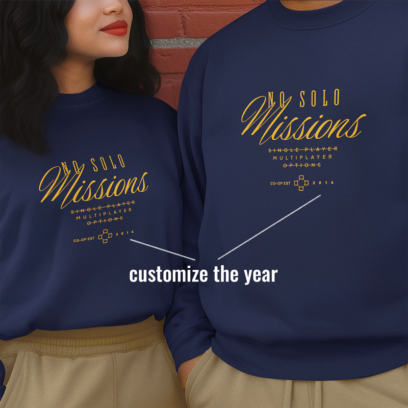 Custom Cozy Gaming Sweatshirt - No Solo Missions