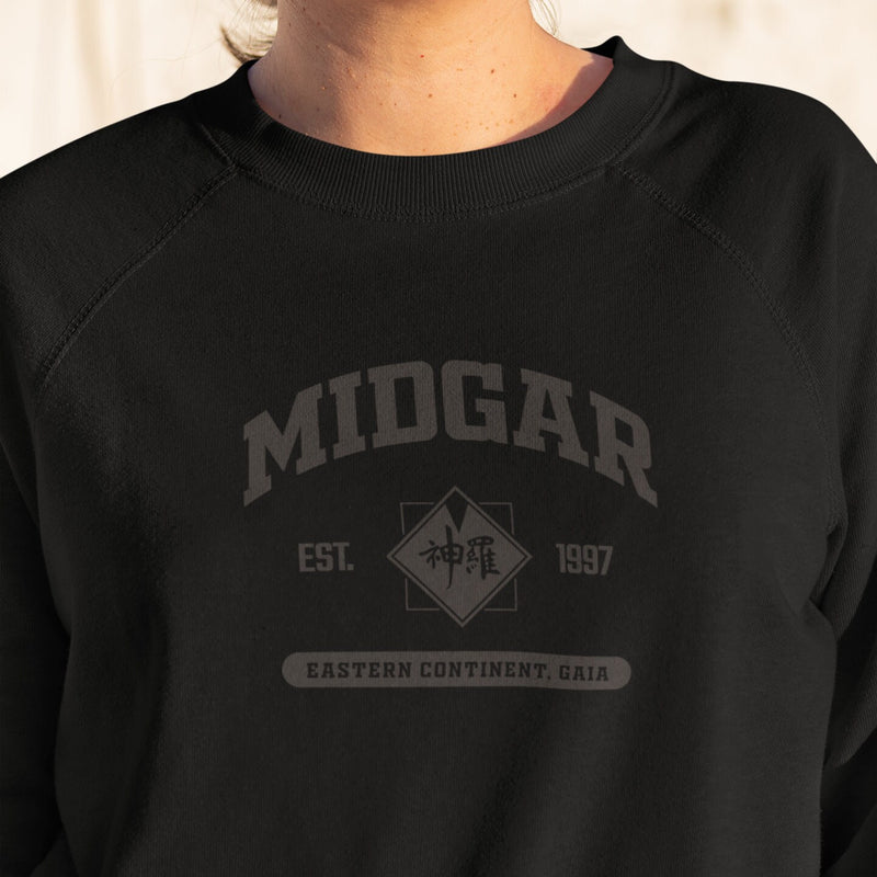 Final Fantasy 7 Midgar College Style Sweatshirt Black Font