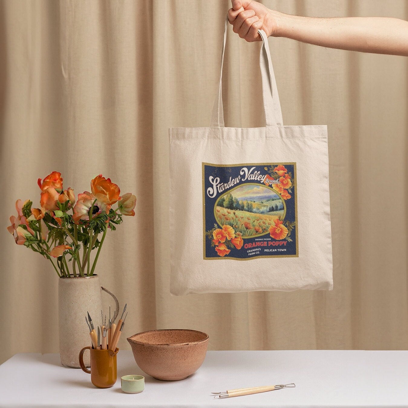 Stardew Valley Vintage Poppy Tote Bag