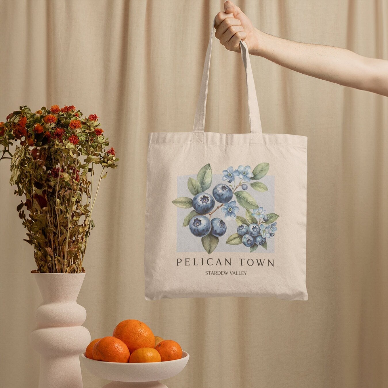 Stardew Valley Botanical Blueberry Tote Bag