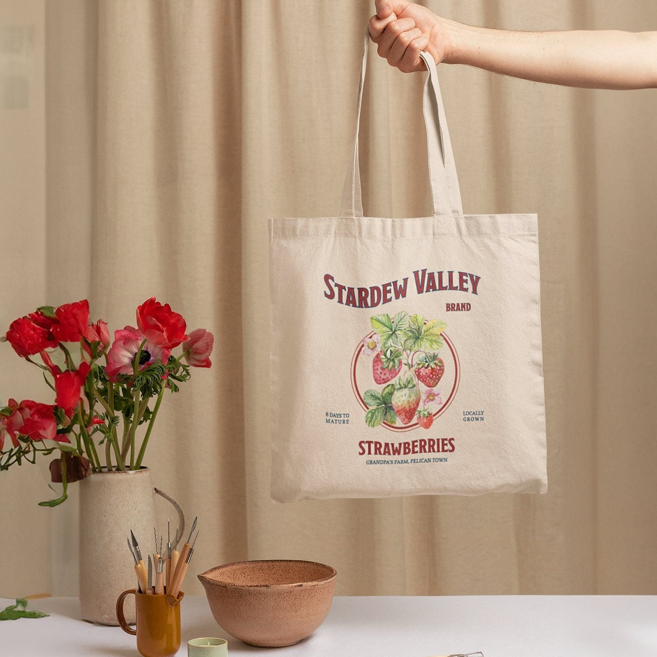 Stardew Valley Strawberry Tote Bag